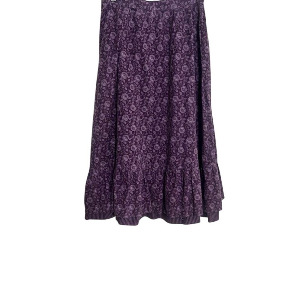 Gunnies Gunne Sax Vintage Skirt Floral Purple Ruffle Hem Prairie Cottagecore - Picture 7 of 13